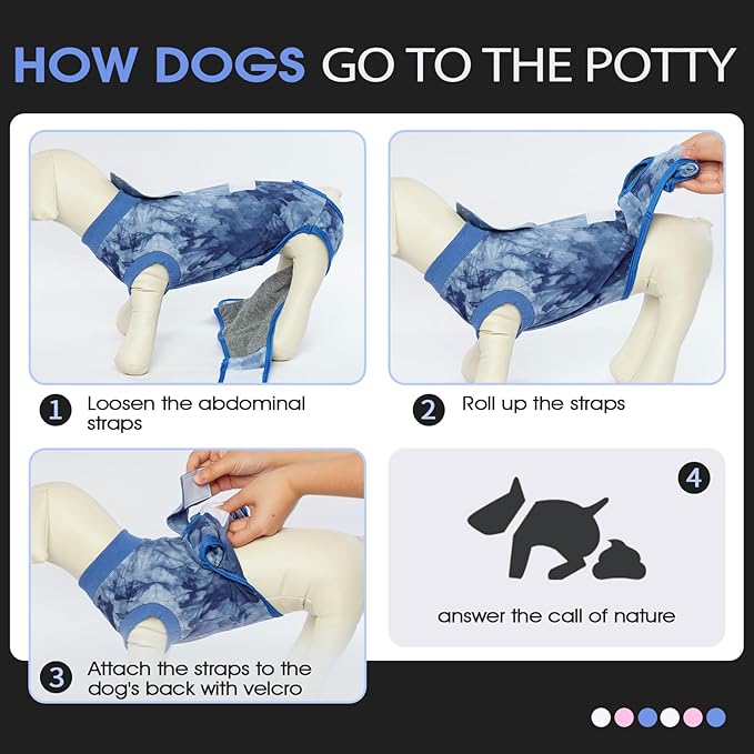 FUAMEY Recovery Suit for Dogs After Surgery,Soft Breathable Dog Bodysuit E-Collar & Cone Alternative Surgical Suit,Male Female Dog Neuter Spay Suits Anti Licking Wounds Onesie Blue Tie Dye S