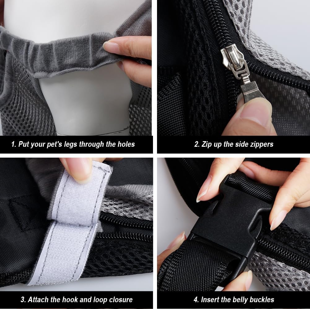 FEimaX Dog Carrier Backpack Pet Legs Out Front Cat Travel Bag, Adjustable Puppy Backpacks Carriers Hands-Free for Small Medium Dogs Cats Hiking Traveling Camping Daily Walking (Medium, Grey)