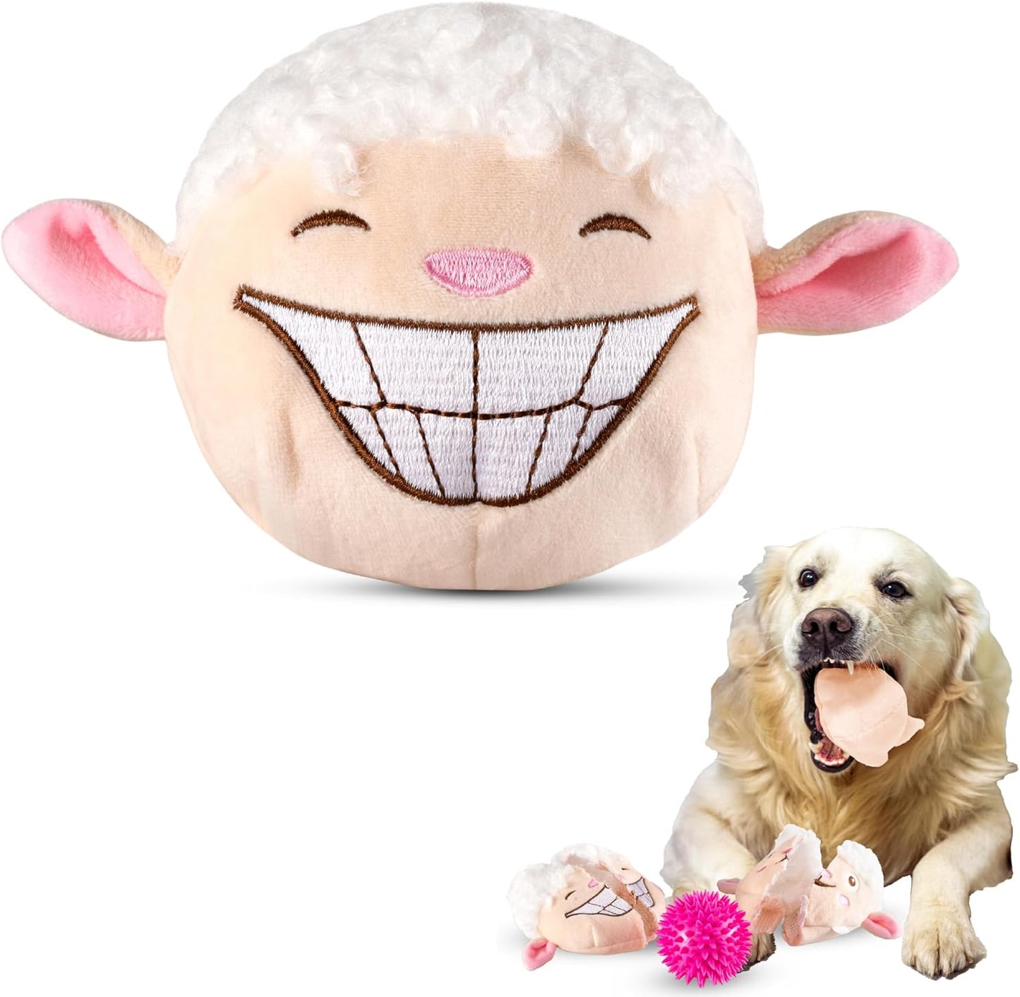 Dog Toys for Aggressive Chewers (3in1) - Squeaky Dog Toys Interactive - Dog Toys for Medium Dogs, Large & Small Breeds - Puppy Teething Chew Dog Toy - Juguetes Perros - Sheep