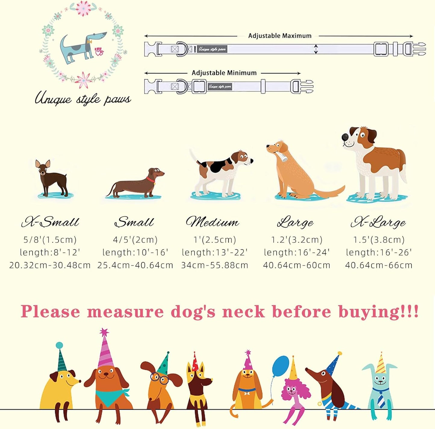 Unique style paws Cartoon Dog Collar with Bow Spring Summer Puppy Collar with Flower for Small Medium Large Boys Girls Dogs