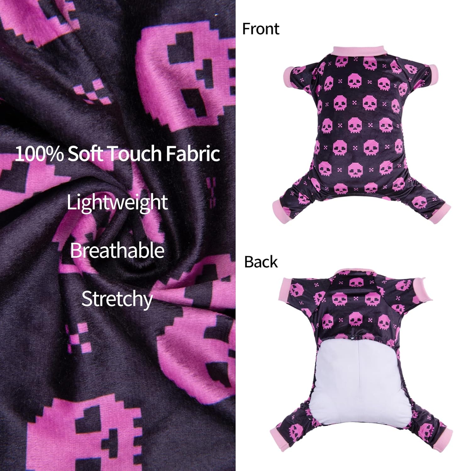 CuteBone Dog Halloween Pajamas Puppy Onesies Small Dogs Soft Pjs Coat Cat Apparel Comfy Pet Clothes Outfit Doggie Bodysuit P248XL