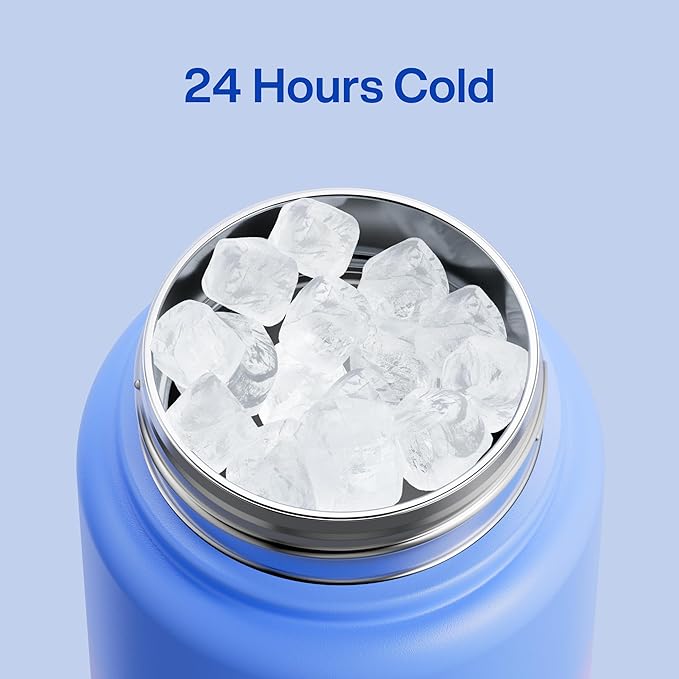 Insulated Water Bottle with Straw Stainless Steel Water Bottle, Leak-Proof, BPA-Free, Double Wall Vacuum Keeps Cold for 24 Hours for Sports, Travel, School (32 oz, Frosted Lilac)