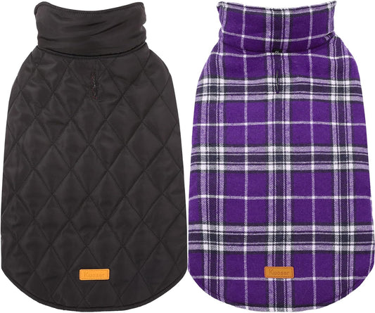 Kuoser Warm Dog Coat, Waterproof Dog Jacket for Extra Large Dogs, Adjustable Durable XXXL Doggie Winter Coat Reversible Puppy Cold Weather Apparel for Large Breed, Purple 3XL