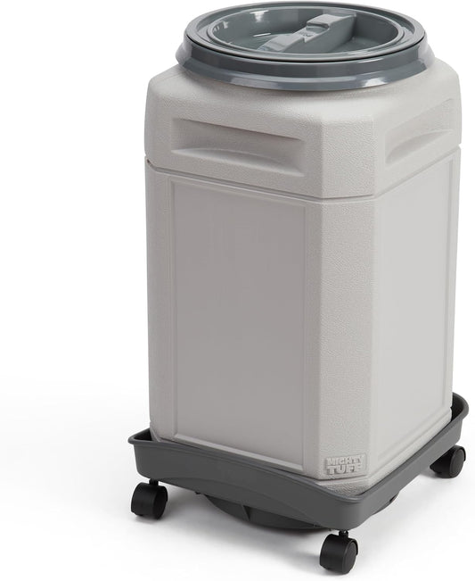 Mighty Tuff 13 Gallon, 54 Lbs Capacity, BPA-Free Pet Food Storage Container with Rolling Dolly on Wheels and Perfect Portion Scoop, Mobile Solution for Air-Tight Pet Food Storage