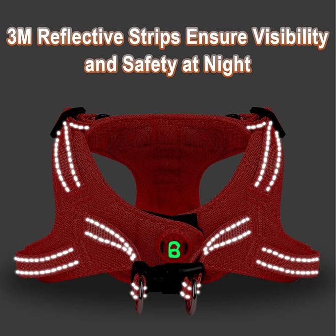 Dog Harness Step in Dog Vest Harness, Reflective Adjustable Puppy No Pull Harness Breathable Soft for Small and Medium Dogs Cats, Red, XXS