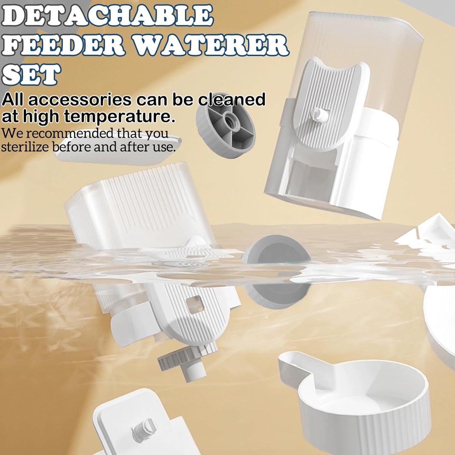 kathson Rabbit Gravity Auto Feeder Set 35oz Hanging Automatic Food Water Dispenser Cage Automatic Feeder Set for Rabbit Chinchilla Guinea Pig Hedgehog Ferret Kitty Puppy (Grey)