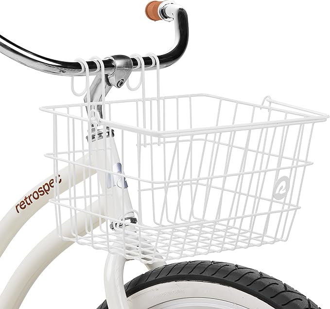 Retrospec Apollo-Lite Lift-Off Bike Basket - Detachable Steel Handlebar Basket with Carrying Handle for Commuting, Shopping & Beach Trips - 14.5in x 9.5in Weather-Resistant Biking Gear