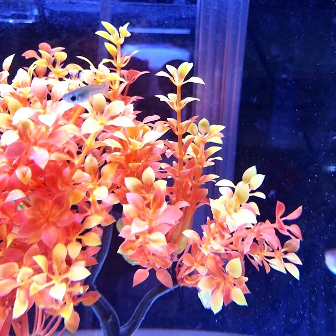 Mipukbay Aquarium Plants Tree - Orange Artificial Plastic Fish Tank Decor, Realistic Ornament Safe for Fish & Shrimp, Low-Maintenance Aquascaping Plants for Freshwater/Saltwater Tank Landscaping