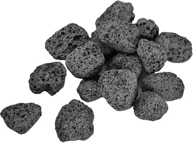 Mr. Fireglass 10 Pounds Lava Rocks Black Natural Stone Granules for Gas Fire Pit Fireplace, Gas Log Set & Barbecue Grills, Decorative Landscaping Rocks for Indoor and Outdoor Use, 0.8" - 1.2" Sized