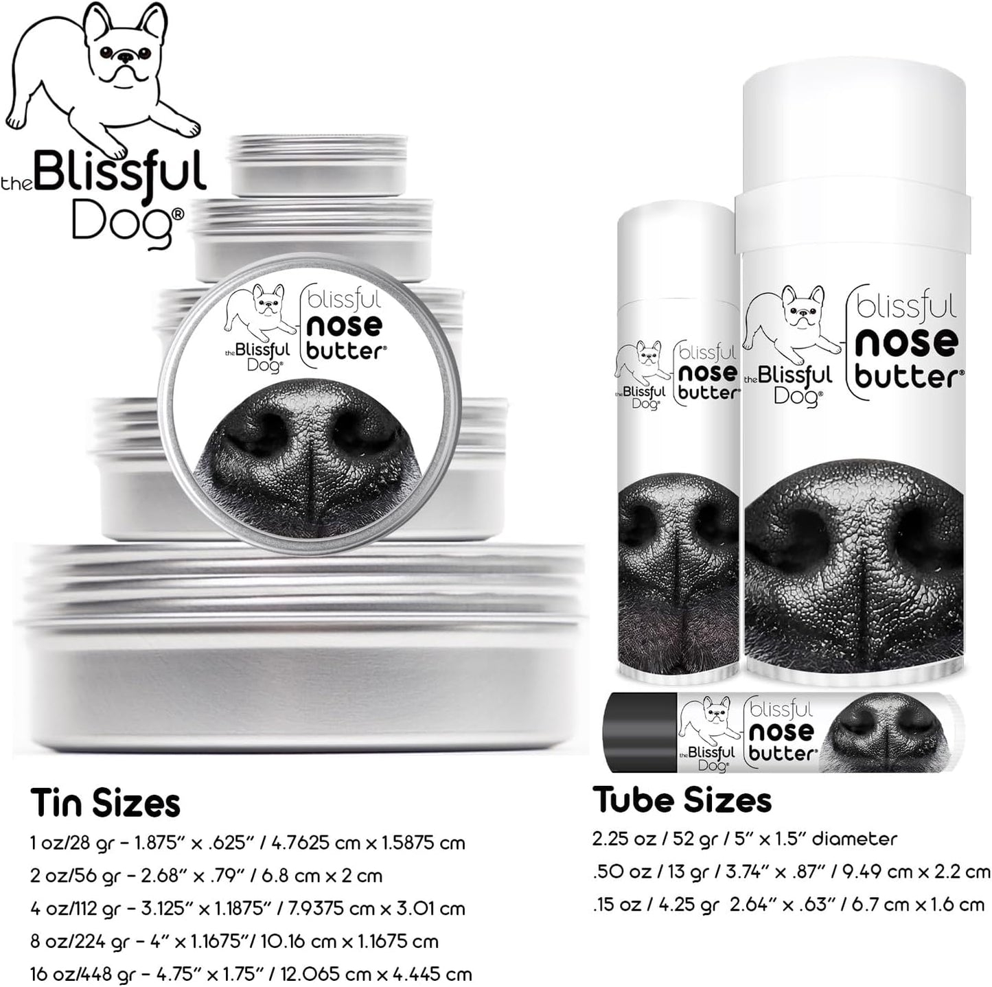 The Blissful Dog Pekingese Nose Butter for Dry, Cracked Skin, Lick-Safe Dog Nose Balm with Moisturizing Shea Butter, Almond, Olive, and Essential Oils, Pet Supplies, Uncented, 4 oz.