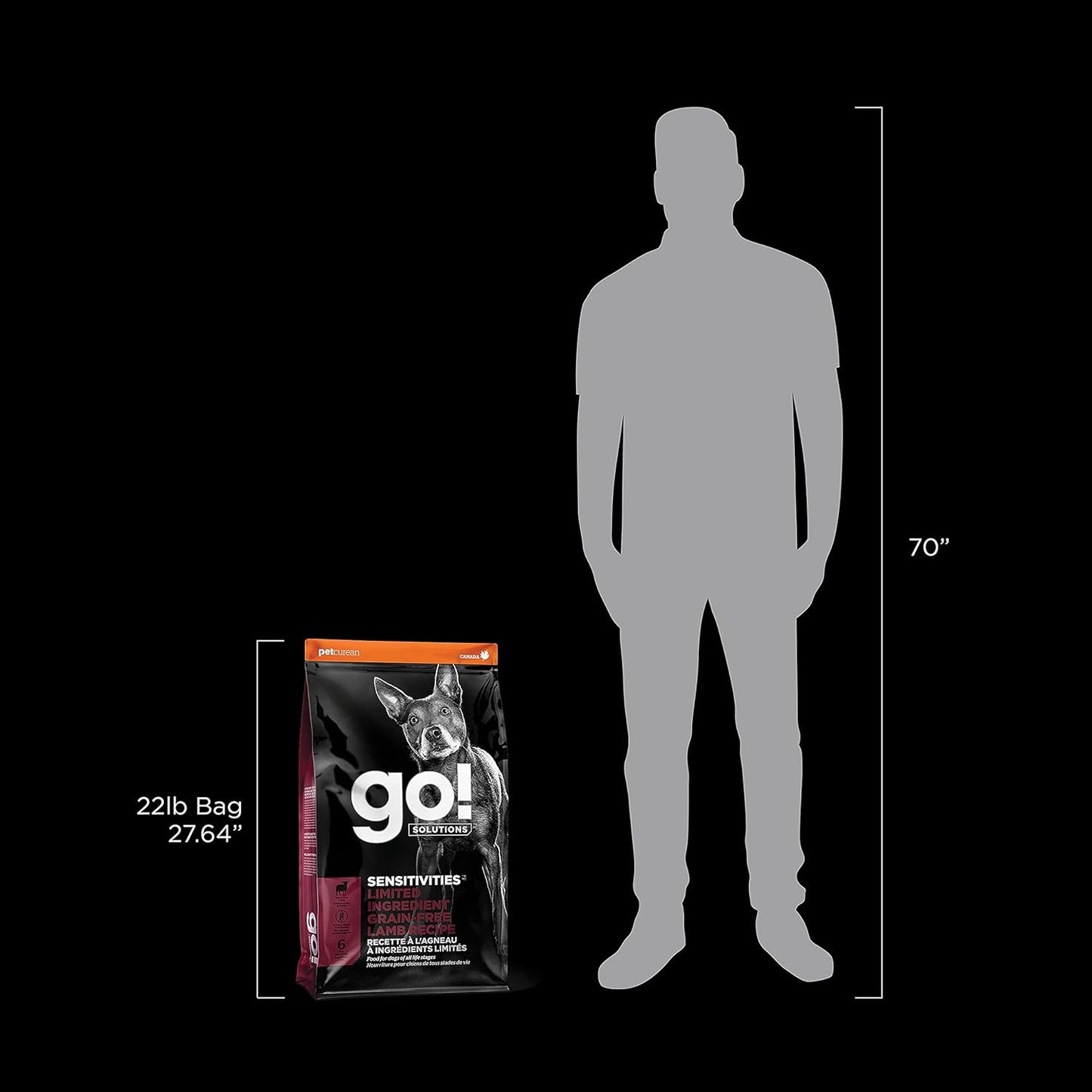 Go! Solutions Sensitivities Limited Ingredients, Grain-Free Dry Dog Food, Lamb Recipe for Sensitive Stomach, 22 lb Bag