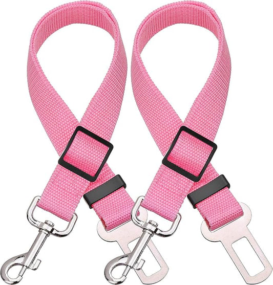 Elisel Elisel 2 Packs Adjustable Length Pet Dog Cat car seat Belt Pet seat Belt Pet Accessories for Dogs Cats and Pets (Pink)