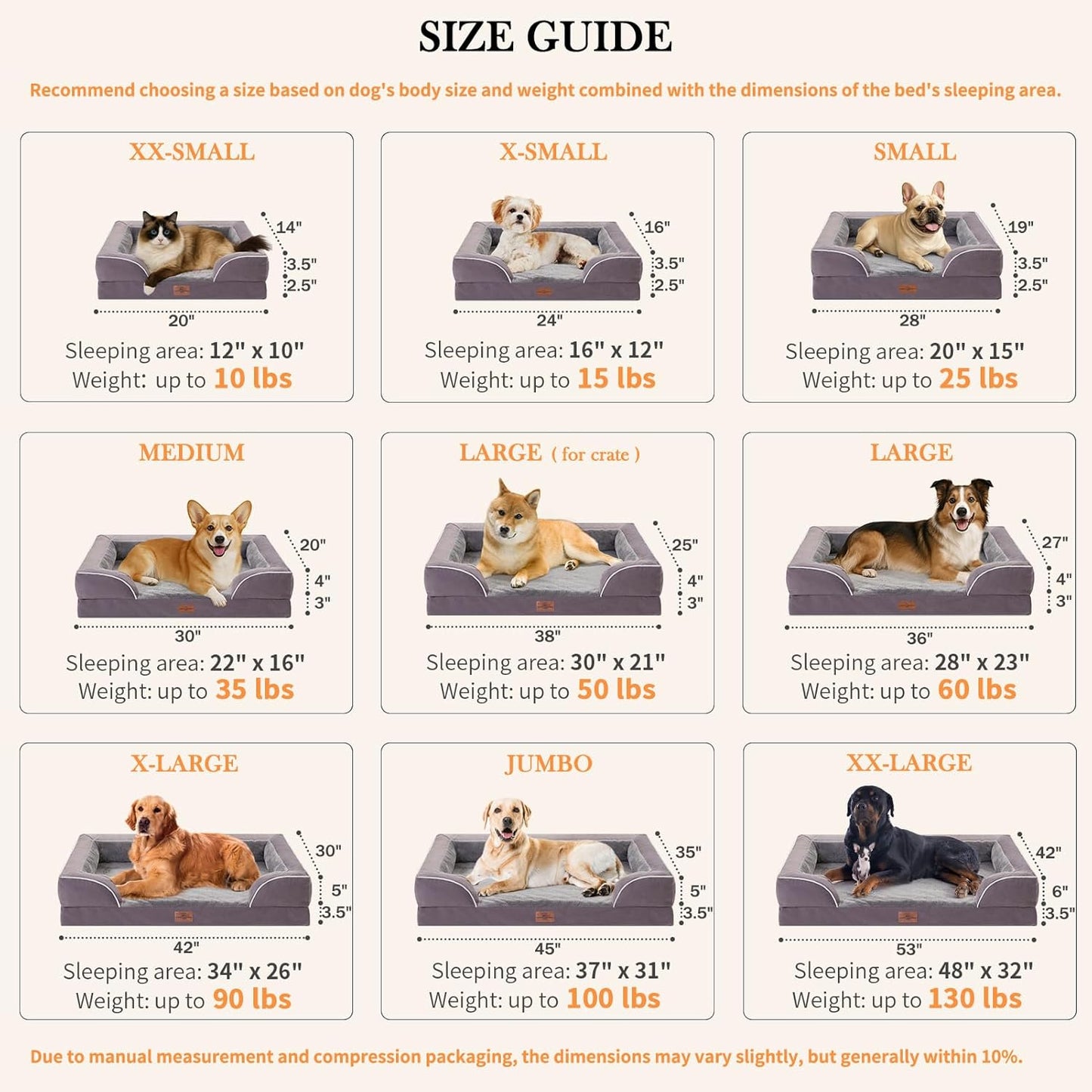 Comfort Expression Jumbo Dog Bed for Extra Large Dogs, Large Breed Waterproof Orthopedic Dog Bed, PV Washable Dogs Sofa Beds with Removable Cover & Non-Slip Bottom(Jumbo,Purple)