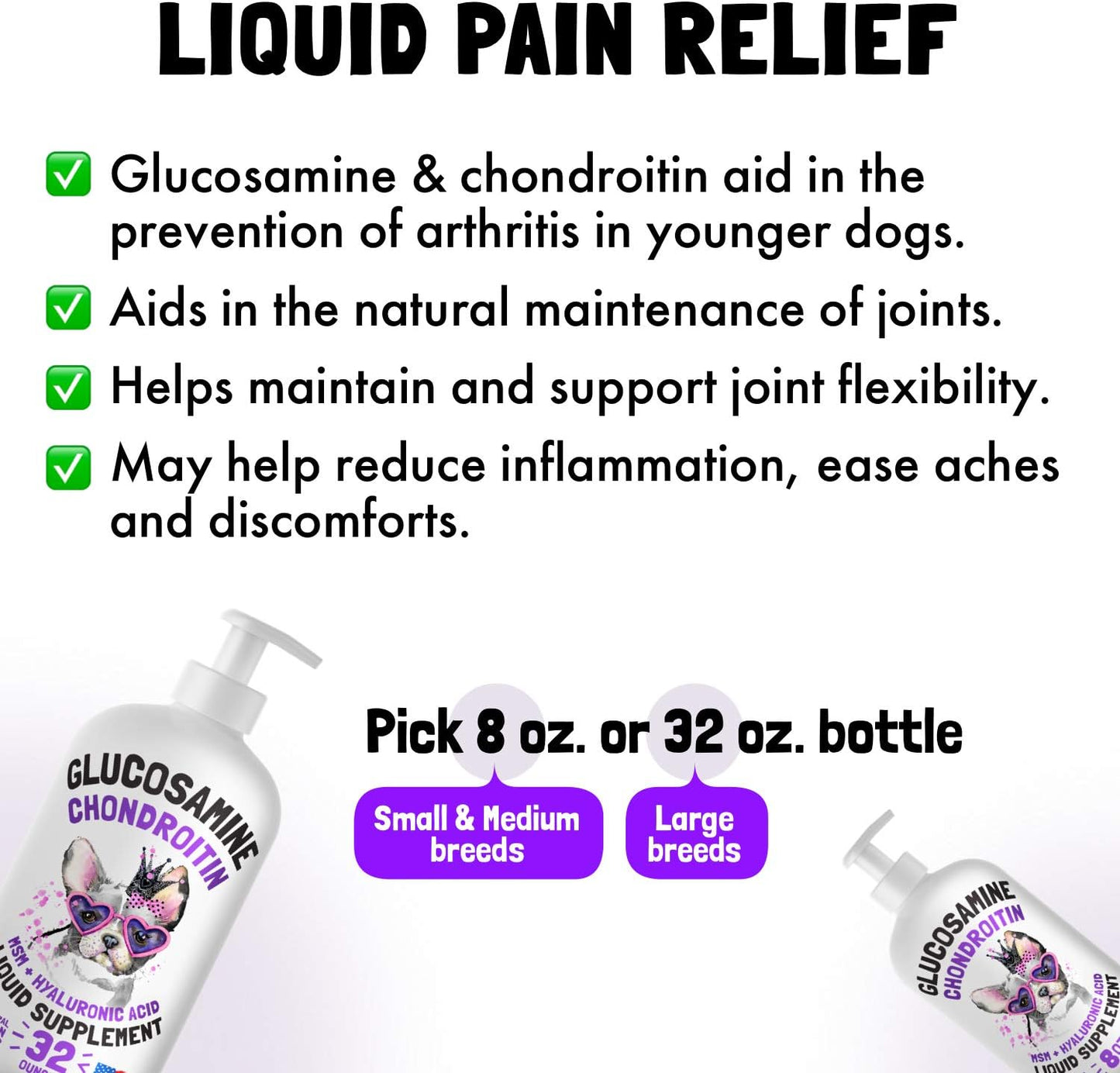 Liquid Glucosamine for Dogs Bacon Flavour with Chondroitin, MSM & Hyaluronic Acid K9 Supplement Hip and Joint Formula Advanced Mobility Joint Pain Relief Senior Advanced Supplement for All Breeds
