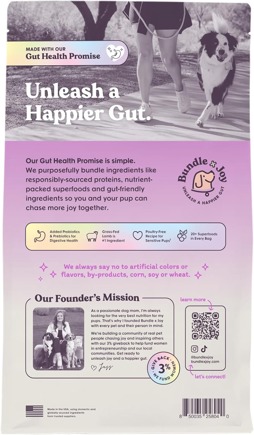 Brave Probiotic Dog Food Dry, Lamb, 4lb Bag, Allergy and Gut-Friendly Adult Kibble for Digestive Health with Grass-Fed Lamb, 20 Plant Based Superfoods, Poultry and Grain Free