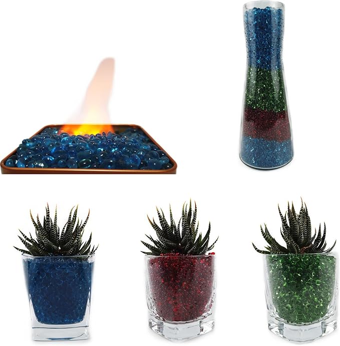 Lustering Decorative Round Glass Beads - Glass Marbles & Pebbles, Clear/Transparent 3-6mm, 1-Pound for Fire Pit Crafts, Resin Art, Vase Filler, Fish Tank & Aquarium Decoration