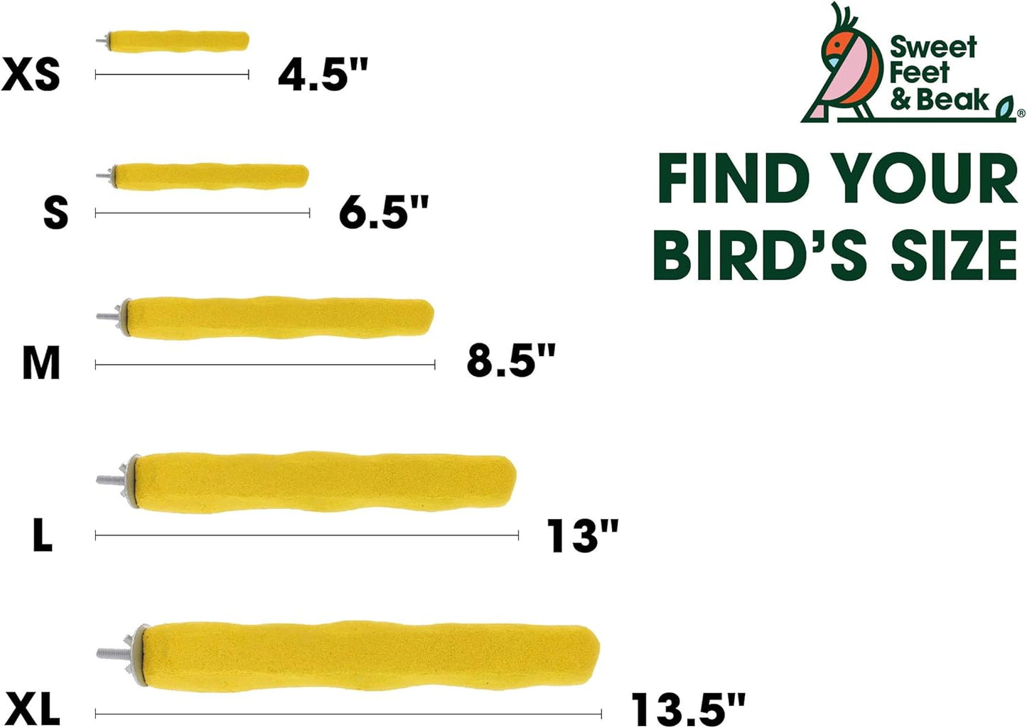 Comfort Grip Safety Perch for Bird Cages - Pedicure Perch for Birds to Keep Nails and Beaks in Top Condition - Safe Easy to Install Bird Cage Accessories- L 13"