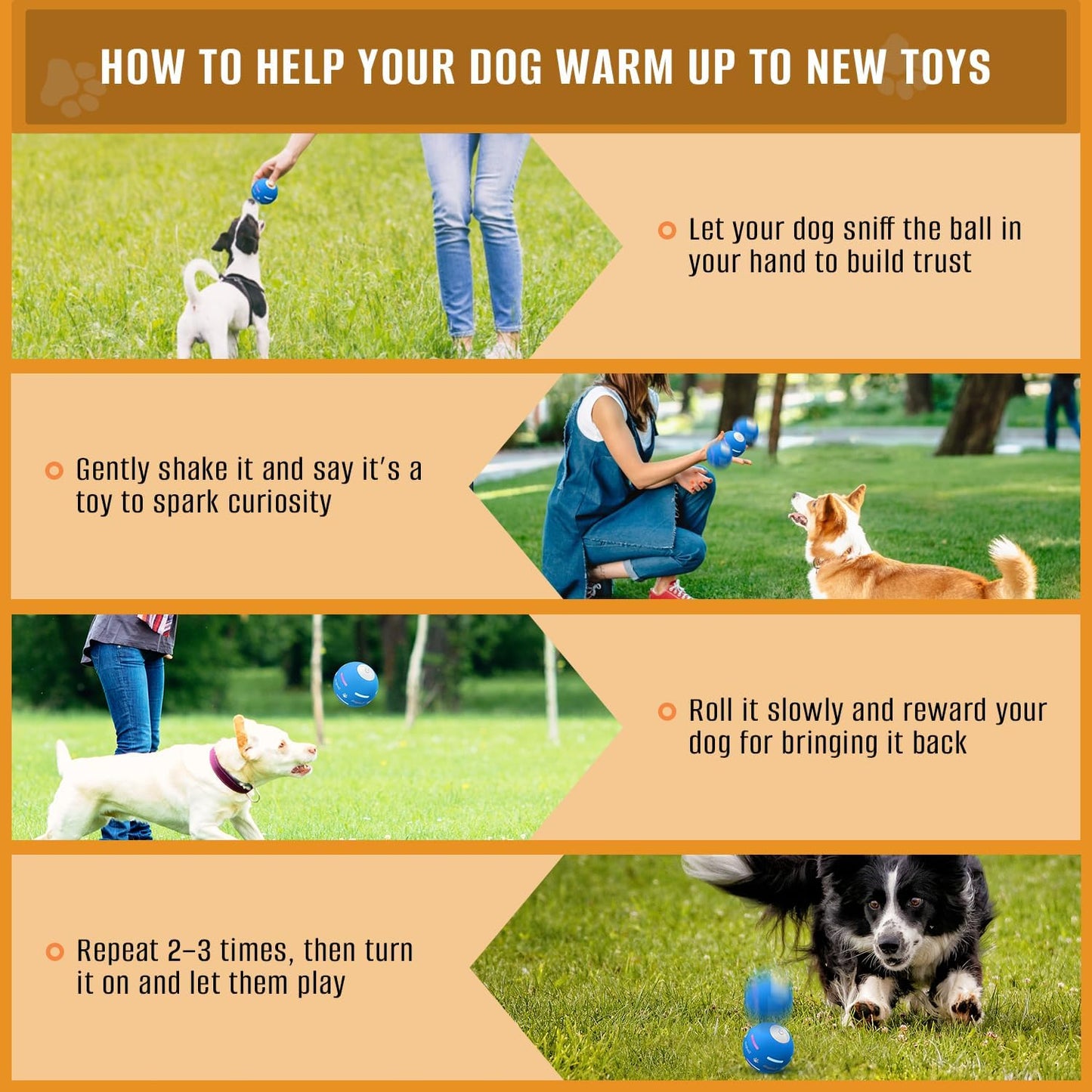 PetDroid Interactive Dog Toys Dog Ball,[Newly Upgraded] Durable Motion Activated Automatic Rolling Ball Toys for/Small/Medium/Large Dogs,USB Rechargeable (Blue)