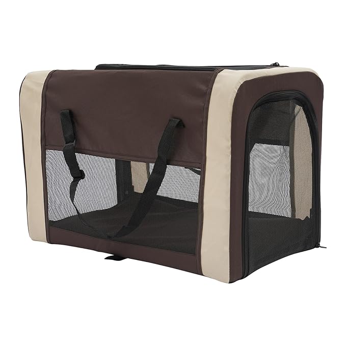 Double Pet Stroller with Detachable Carriers, Large Cat & Dog Stroller with 4 Wheels, Foldable Pet Strollers Small & Medium Dogs Cats 77lbs (Coffee Color)