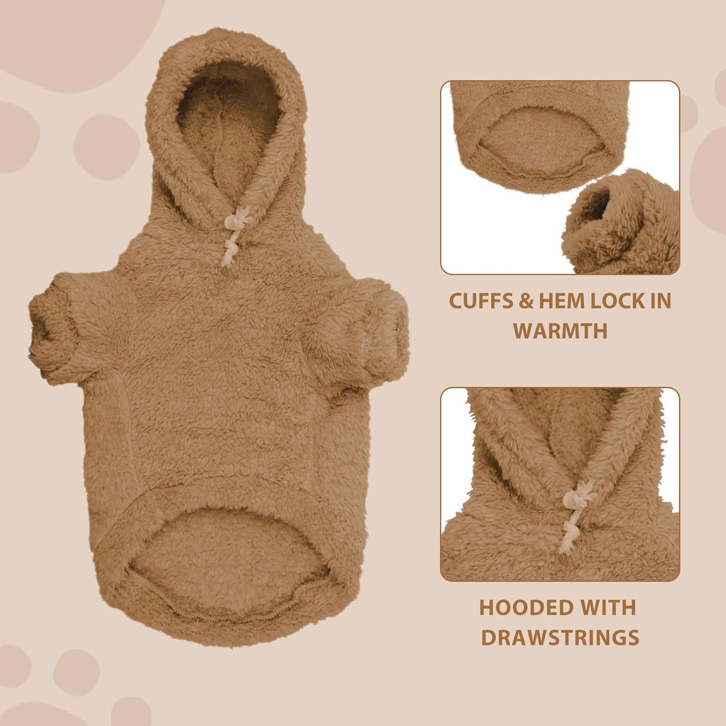 Fuzzy Dog Sweaters for Large Dogs Pet Hoodie Clothes Warm Soft Pet Coats Hooded Sweatshirt Dog Sweaters for Extra Large Dogs(Coffee-XL)