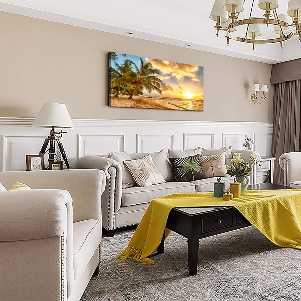 wall art for living room bathroom Wall Decor sun beach sea coconut tree ocean landscape painting to Hang Home Decorations for office bedroom kitchen Works canvas Prints pictures 20" x 40"inch