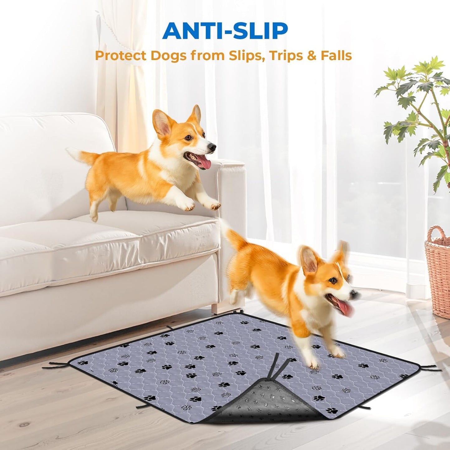 Fostanfly Washable Pee Pads for Dogs, 2 Pack 41"x41", Ultra-Absorbent Leakproof Non-Slip Reusable Potty Training Pads for Dogs, Cats & Puppies Potty