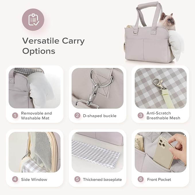 Dog Carriers for Small Dogs, Soft Sided Folding Small Dog Carrier for Dogs Medium Cats Puppies up to 13 Lbs, Washable Breathable Puppy Carrie Carrier for Outdoor Travel (Small Gray)