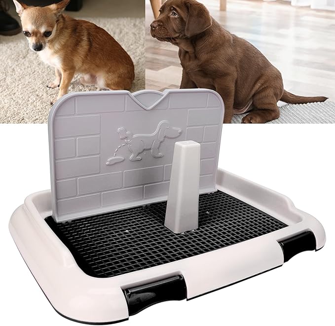 Indoor Dog Potty Tray - Miniature Poodle Pad Holder, Anti-Slide Plastic Potty for Small & Medium Dogs (Black)
