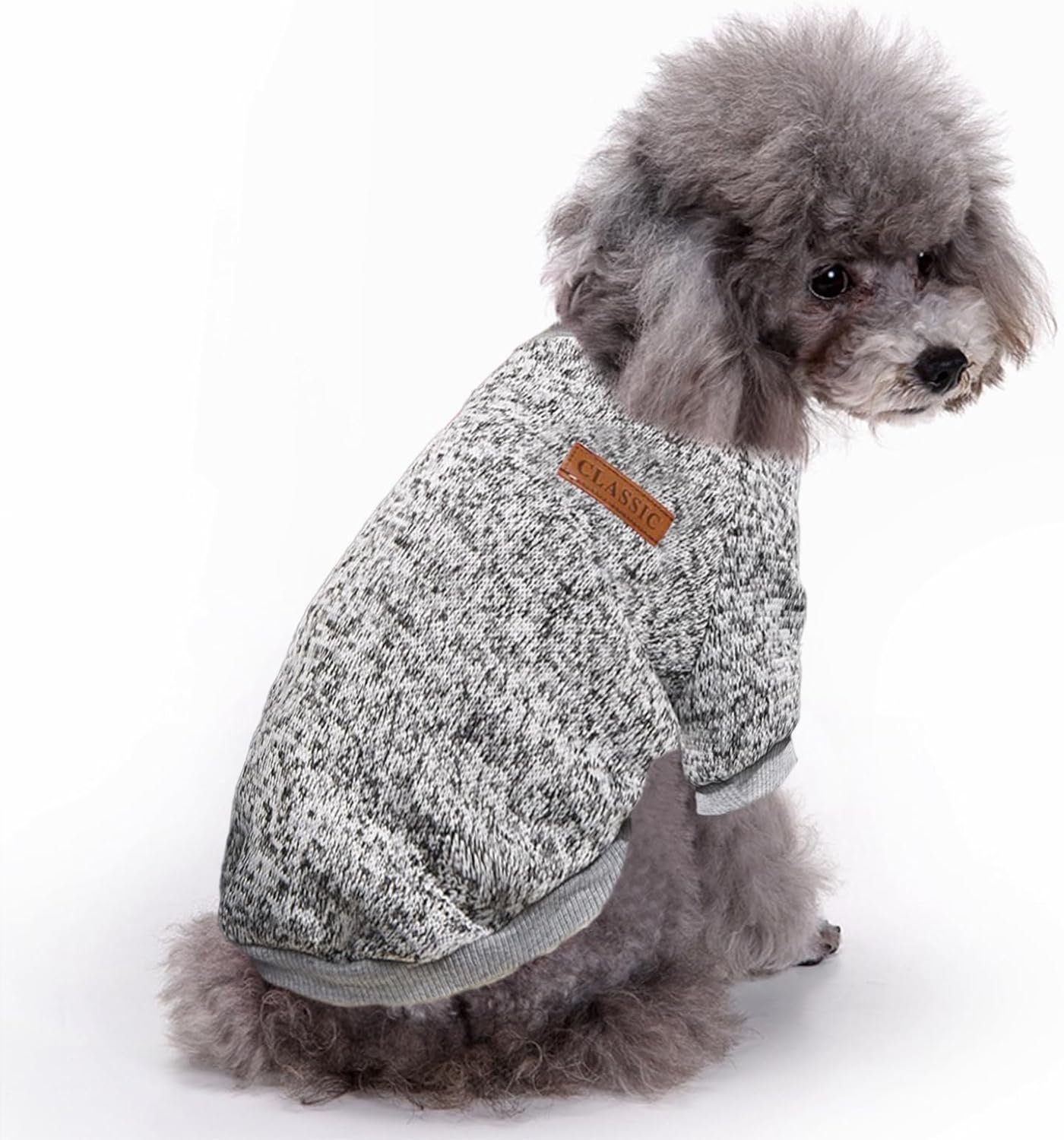 Jecikelon Dog Clothes Dogs Sweater Soft Puppies Clothing Winter Puppy Sweaters Warm Outfit for Dogs Small XXS XS Cat Apparel (Grey, M)