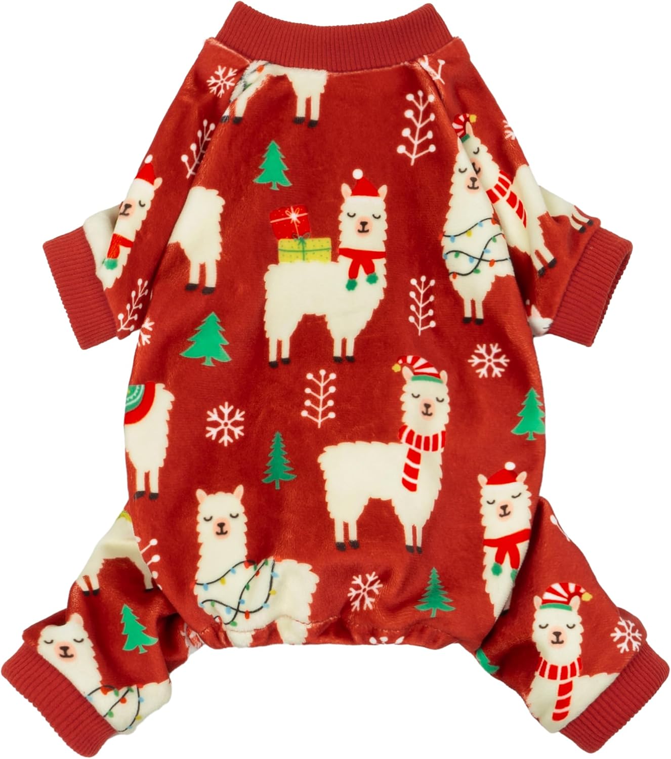 Fitwarm Christmas Alpaca Dog Pajamas, Christmas Clothes for Small Dogs Boy Girl, Holiday Pet Outfit, Red, Green, White, Small