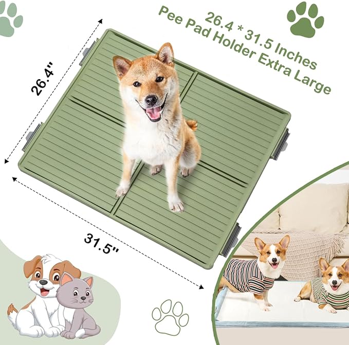 Puppy Pads & Holder Set – Includes 20 Extra Large 30×36in Pee Pads, Anti-Slip Leak-Proof Pee Pad Holder with Secure Lock for Puppies & Large Dogs and All Breeds