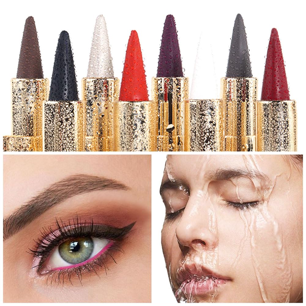 evpct 1Pcs Brown Gel Eyeliner Pencil Eye Black Face Paint Stick Makeup Set Waterproof Matte Cream Crayon Eyeliner Pencil Set Cat Eye Liners Eyeshadow Guide delineador de ojos contra el agua