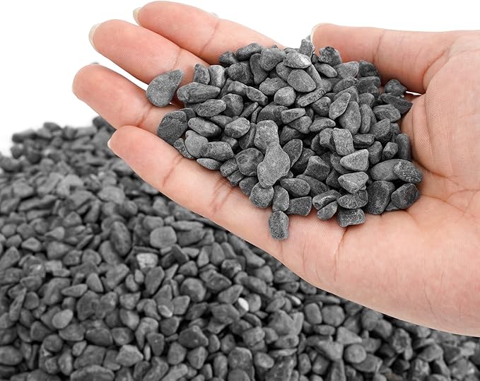 Mr. Fireglass Natural Decorative Gray Bean Pebbles, 1/5" Gravel Size River Rocks for Plants, Garden, Landscaping, Aquariums and Outdoor Decor (5-lb Bag)