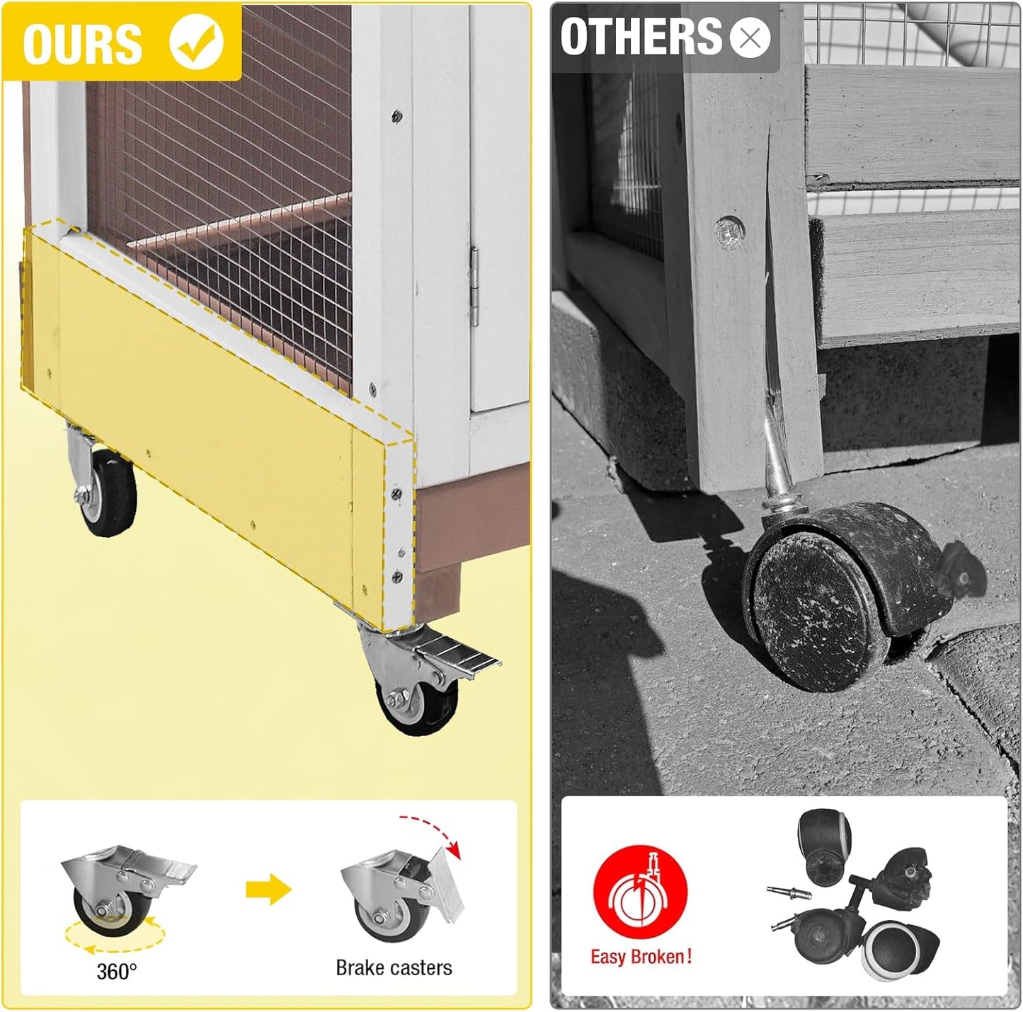 Aivituvin 2-Tier Rabbit Hutch with Tarp Door and Wheels Bunny Cage Indoor Outdoor Guinea Pig Cage Expandable with Pet Playpen 36" L, Brown