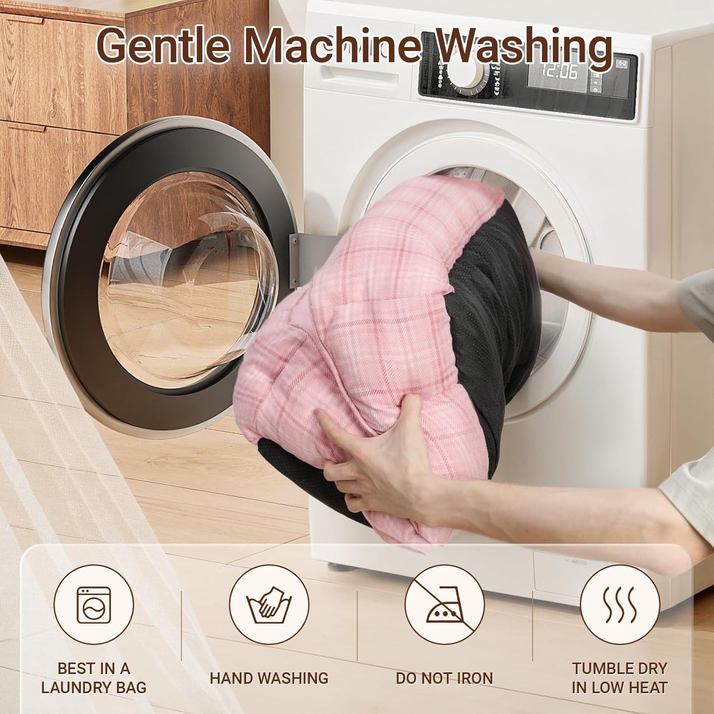 MIHIKK Rectangle Dog Beds for Small Medium Dogs & Cats, Orthopedic Sleeping Pet Bed for Couch with Durable Puppy Cuddler and Anti-Slip Bottom Machine Washable 25 * 21 Inch (Pink)