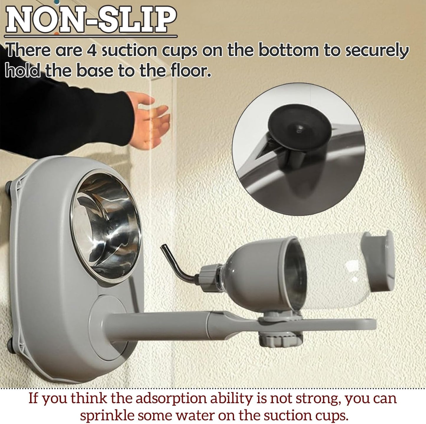 Fhiny Dog Water Feeder Bottle with Stand, Dispenser Automatic Water Food Bowl for Cage Leak-Proof No-Drip Adjustable Raised Pet Slow Water Bottle Dog Kennel Durable Drinker Container