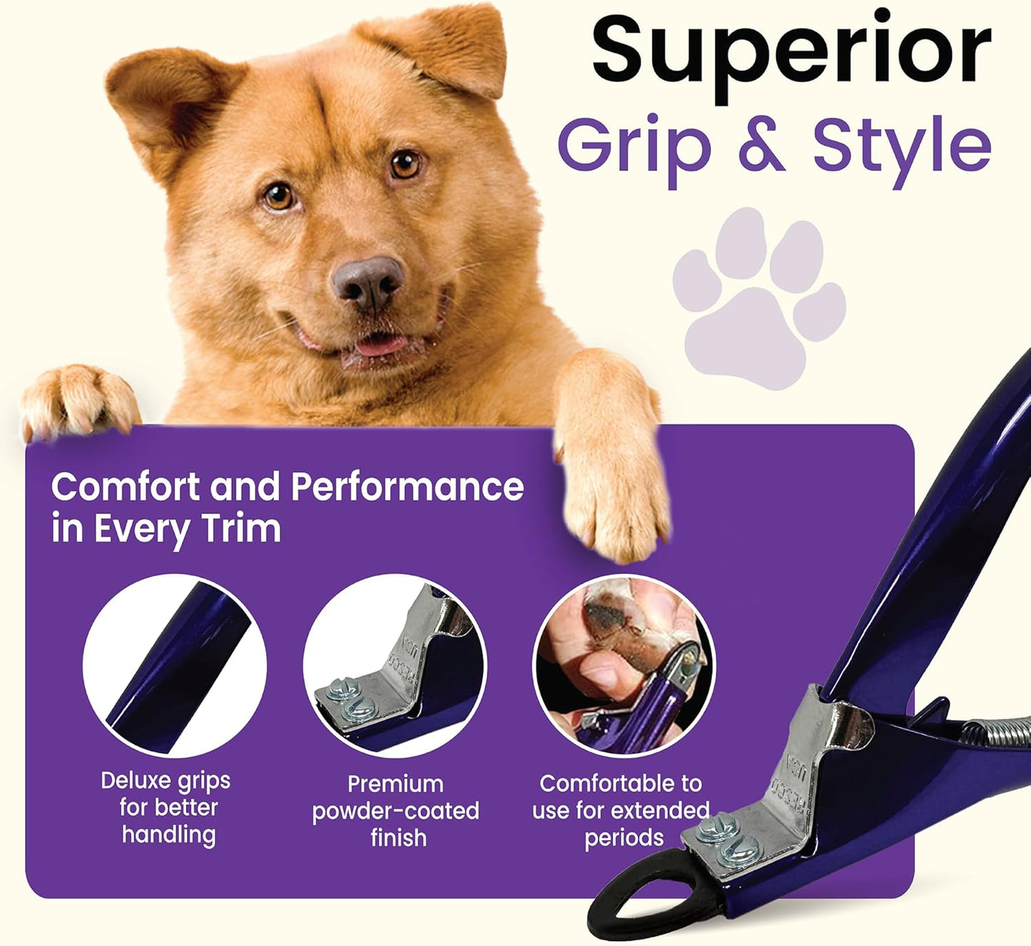 Resco Original Deluxe Dog, Cat, and Pet Nail/Claw Clippers. Best USA-Made Trimmer, More Colors & Sizes, candy purple, small/medium, PF0724
