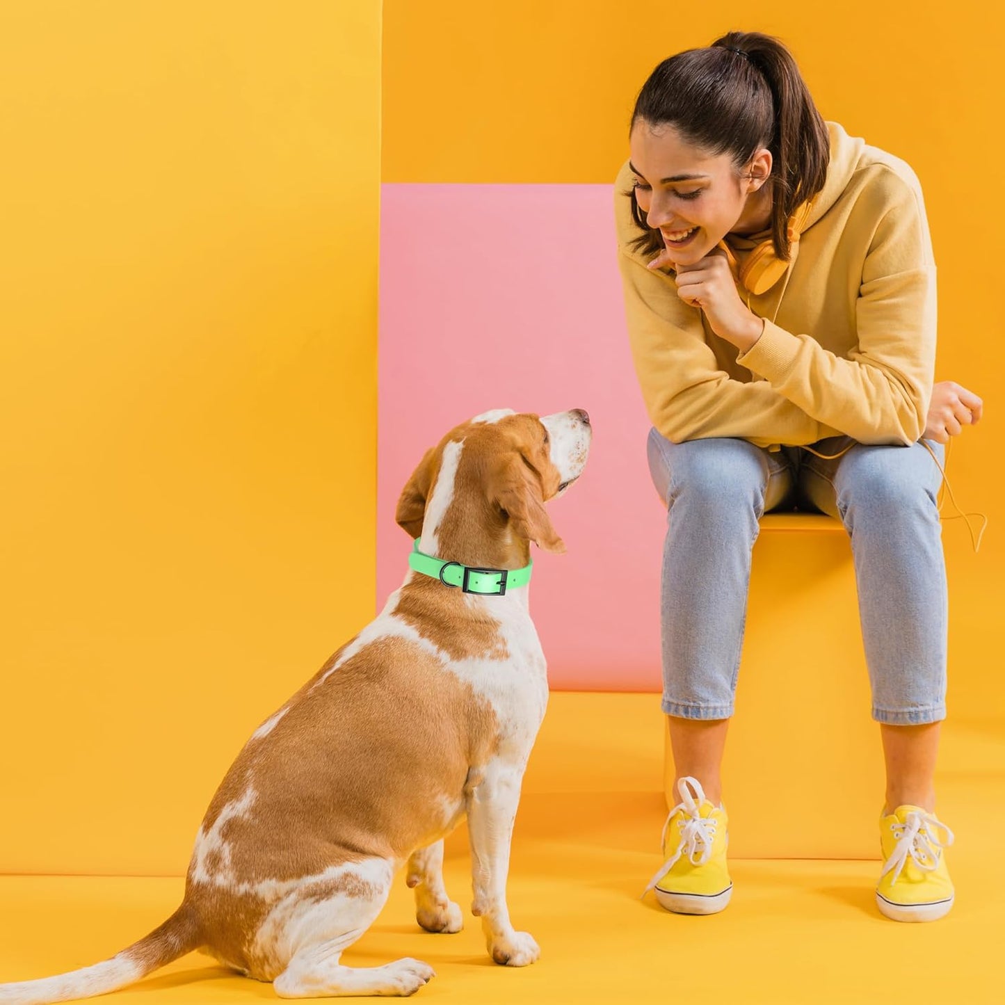 Dogline Biothane Waterproof Dog Collar Strong Coated Nylon Webbing with Black Hardware Odor- Proof for Easy Care Easy to Clean High Performance Fits Small Medium or Large Dogs, Sea Foam Green