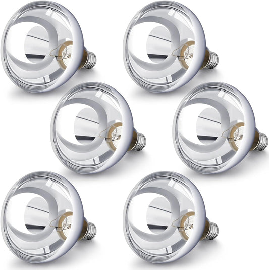 VIHOSE 6 Pack 250 Watt Heat Lamp 120v R40 Heat Lamp Bulbs Glass Incandescent Light Bulbs Incandescent Heating Lightbulbs for Reptiles Chicks Food Puppies Bathroom, Use E26 Base (Silver)