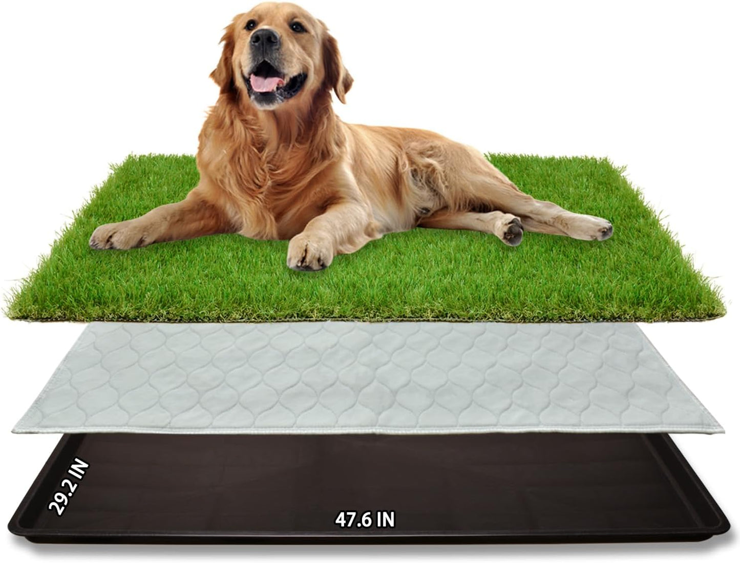 Dog Grass Large Potty Patch, Dog Litter Boxes Artificial Grass Bathroom Turf for Pet Training, Washable Puppy Pee Pad, Perfect Indoor/Outdoor Portable Potty Pet Loo (Potty system-47.6"x29.2")