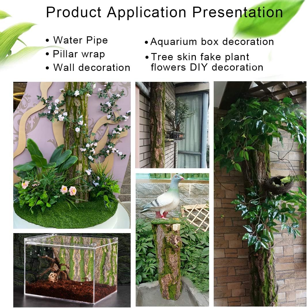 PINVNBY Cork Terrarium Background,Reptile Bark Backdrop Wall Decor and Artificial Moss for Gecko,Lizard,Tortoise,Chameleon (2 Pack)