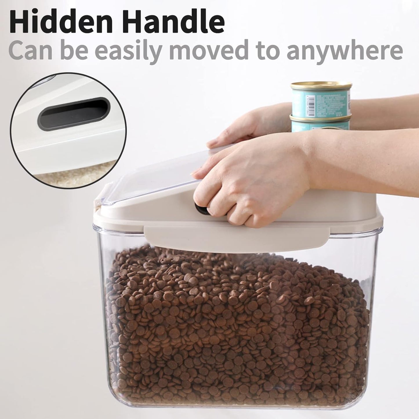 Fhiny 11LB Dog Food Storage Container, Airtight Pet Treat Bin Translucent Dry Food Grain Storage Barrels Sealed Bucket Moisture-Proof Plastic Cat Puppy Food Bin with Seal Locking Lid Keep Fresh