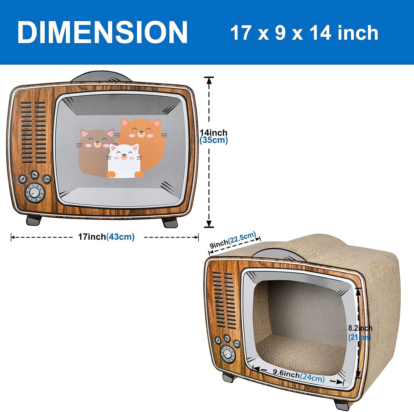 TV Cat Scratcher Cardboard Lounge Bed, Cat Scratching Board, Durable Board Pads Prevents Furniture Damage