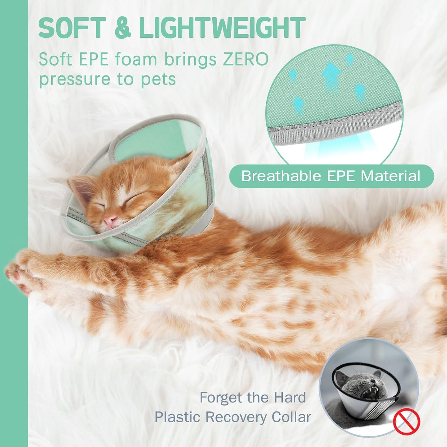 Cat Cone Collar Soft, Cat Recovery Collar for Large Medium Small Cats Kittens, Kitten Cone Alternative After Surgery