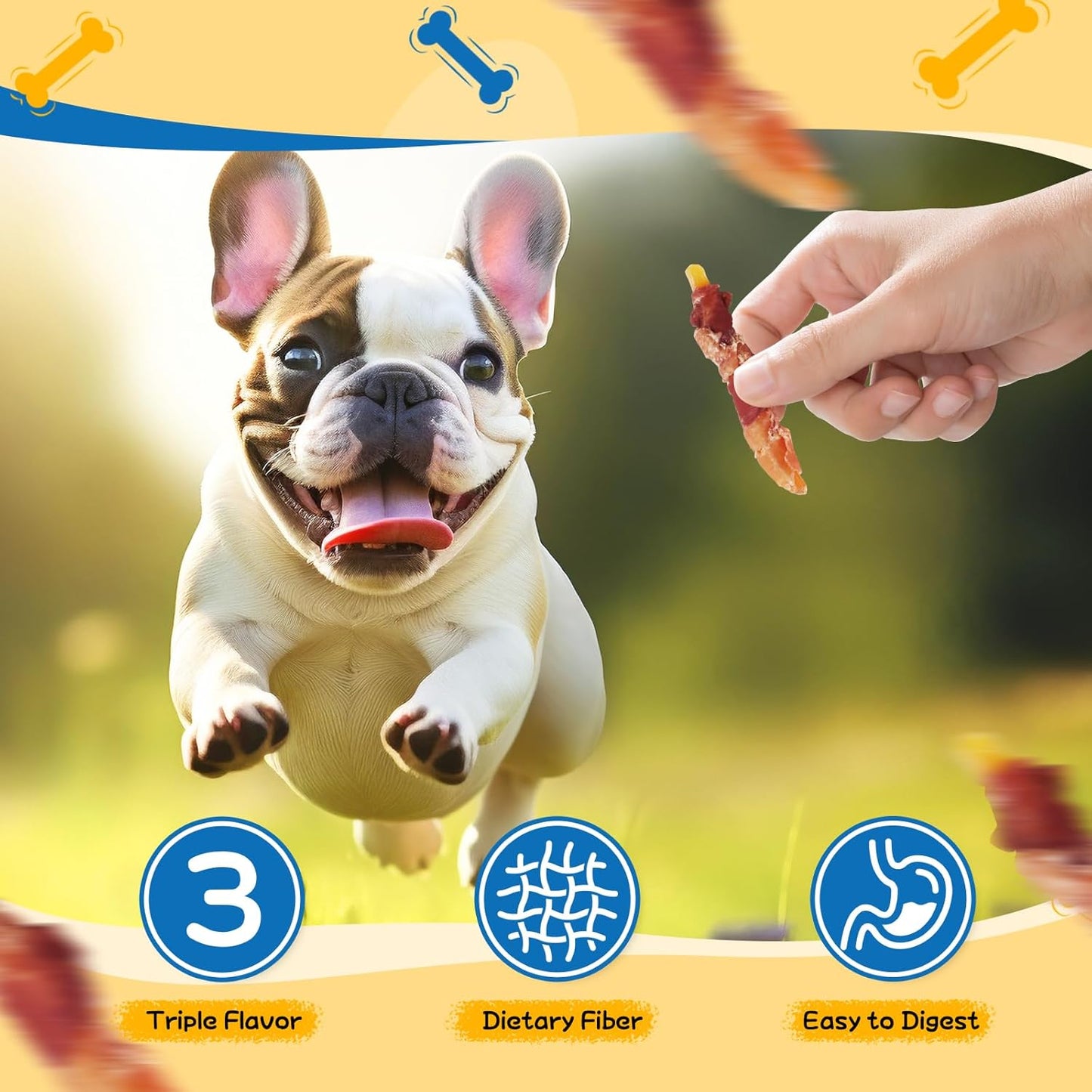 gazeupon Dog Treats，Chicken&Duck Wrapped Sweet Potato，Healthy Training Snacks for Dogs, Rawhide Free,14.1 oz