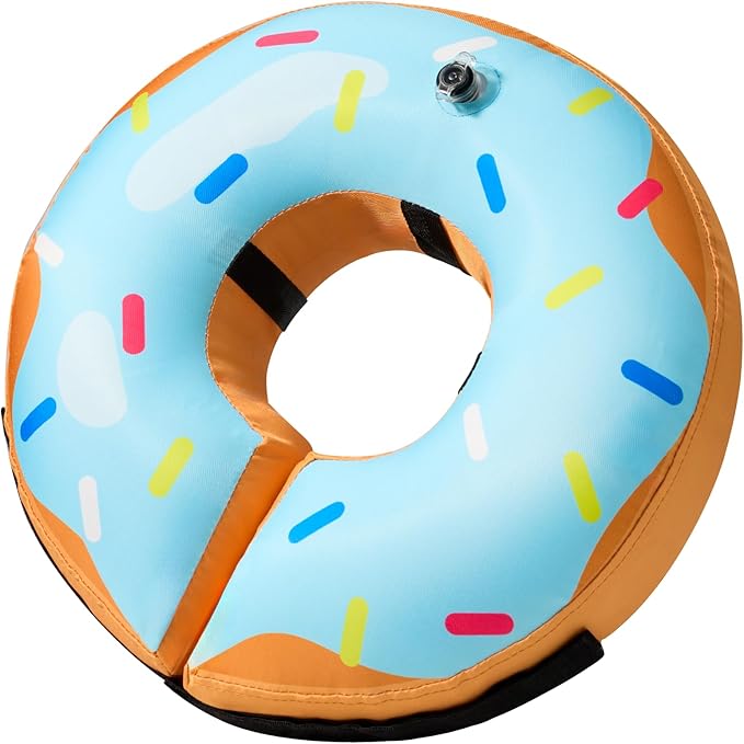 BENCMATE Inflatable Dog Cone Collar Alternative, Soft Dog Cone for Small Medium Large Dogs and Cats, Neck Recovery ECollar Donut Collar After Surgery (Small, Blue Donut)