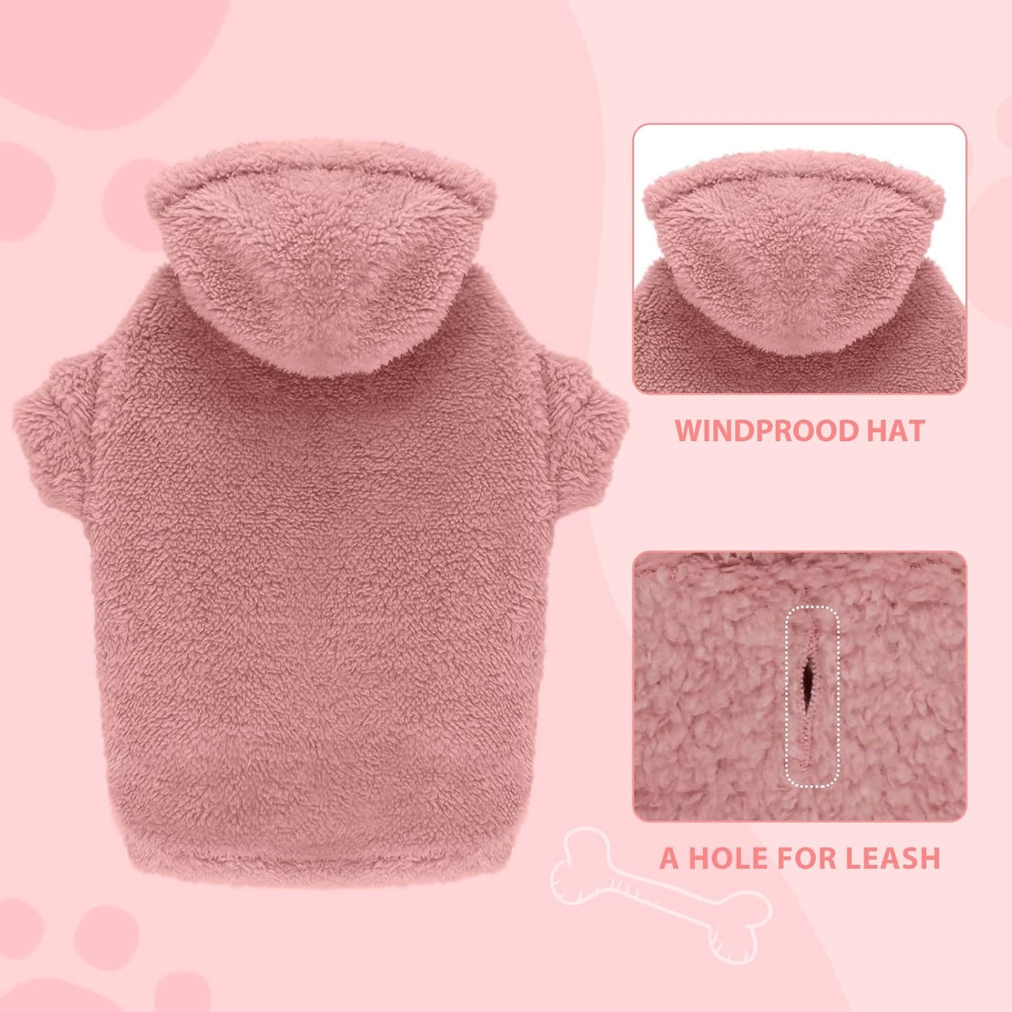 Fuzzy Dog Sweaters for Large Dogs Pet Hoodie Clothes Warm Soft Pet Coats Hooded Sweatshirt Dog Sweaters for Extra Large Dogs(Pink-XXL)