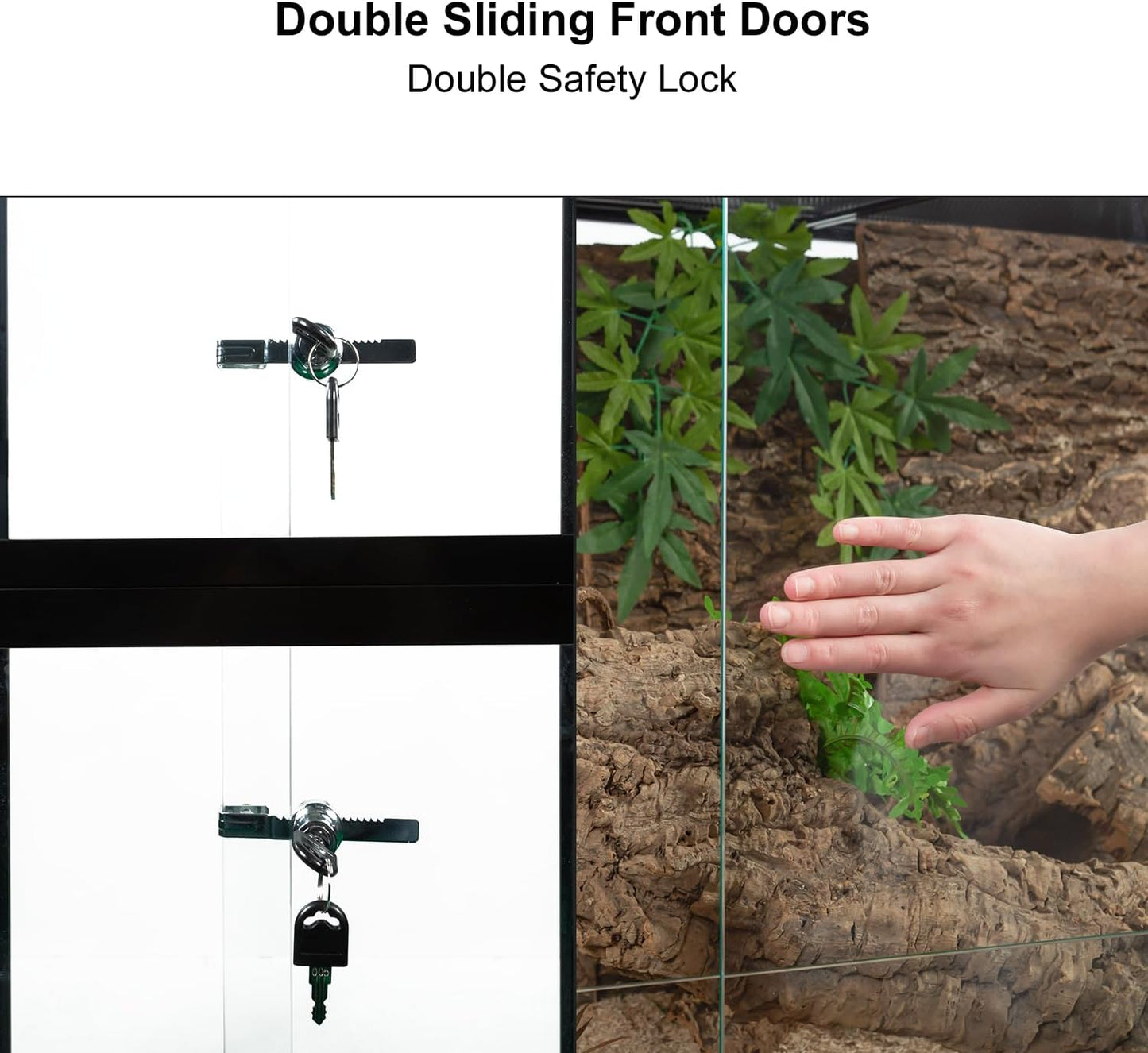 REPTIZOO 135 Gallon Glass Reptile Terrarium Tank, 36" x 18" x 48" Wide & Tall Reptile Terrarium, Chameleon Cage with Sliding Front Door Top Screen Ventilation, Easy Assembly