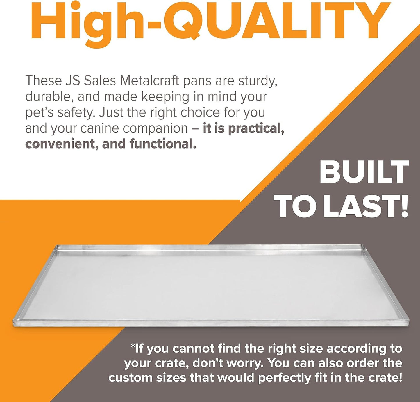 39.96" x 29.45" Metal Replacement Dog Crate Pan Chew Proof Crack Proof Pet Kennel Tray Central Dog Training Crate Pan Pet Supplies, Stainless Steel, 1" H