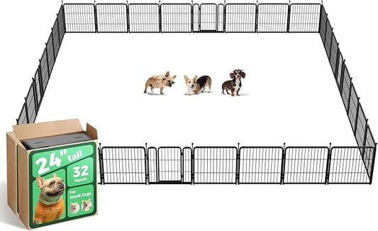 FXW Rollick Unleashed Dog Playpen for Indoor, Yard, RV Camping, 24 inch 32 Panels for Small and Puppy Dogs, Black│Patented